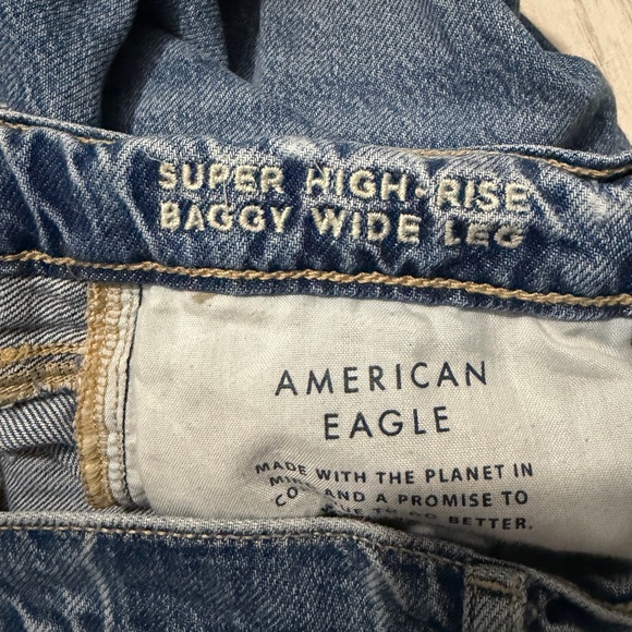 American Eagle Outfitters Super High Rise Baggy Wide Leg Jeans Size 8 Long - Picture 11 of 16